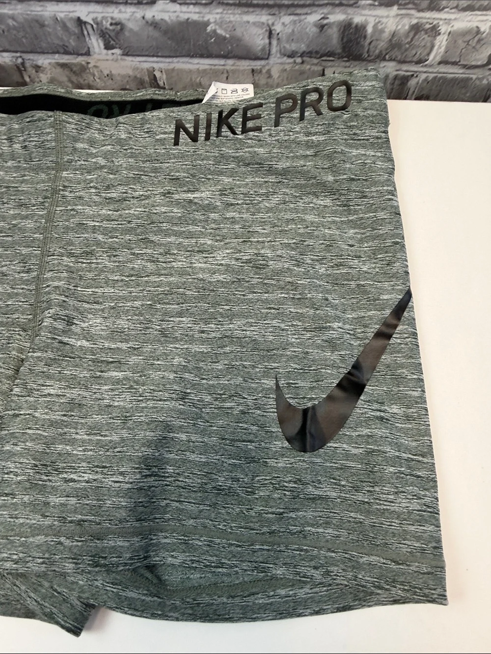 Nike Pro Grey / green Heather Performance Shorts‎ with Black Swoosh